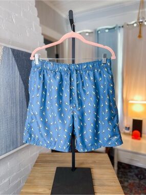 Eight Bells Blue Hawaiian Hula Dancer Shorts - No Lining